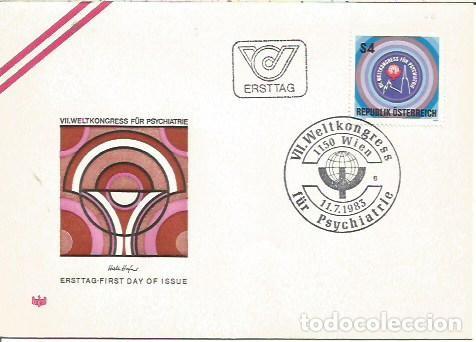 Sellos: FDC AUSTRIA ERSTTAG VII WELTKONGRESS FUR PSYCHIATRIE WIEN 1983