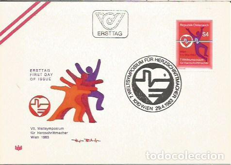 Sellos: FDC AUSTRIA ERSTTAG VII WELTSYMPOSIUM FUR HERZSCHRITTMACHER WIEN 1983