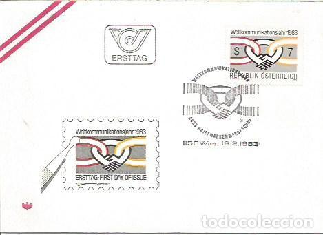 Sellos: FDC AUSTRIA ERSTTAG WELTKOMMUNIKATIONSJAHR WIEN 1983