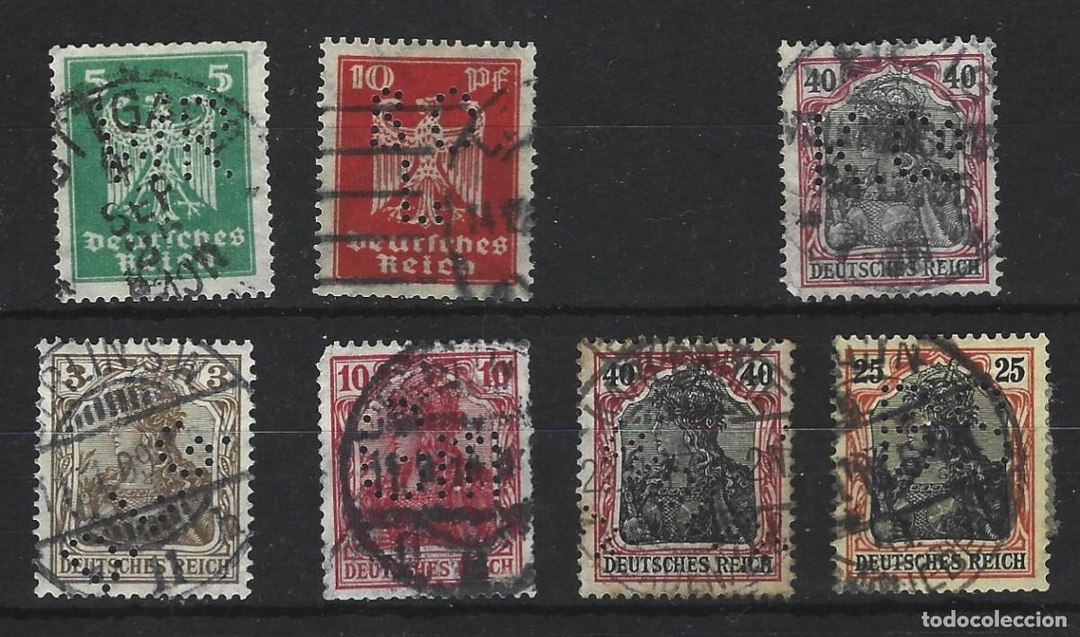 Sellos: ALEMANIA - REICH - LOTE DE SELLOS CON PERFORACIONES . 7 UNIDADES - USADOS