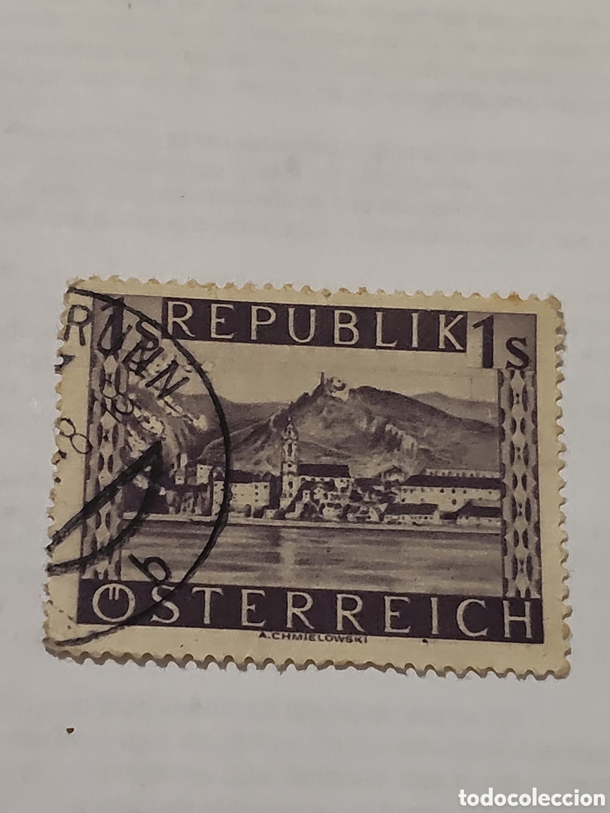 Sellos: Sello de Austria localidad de Durnstein a orillas del Danubio 1947