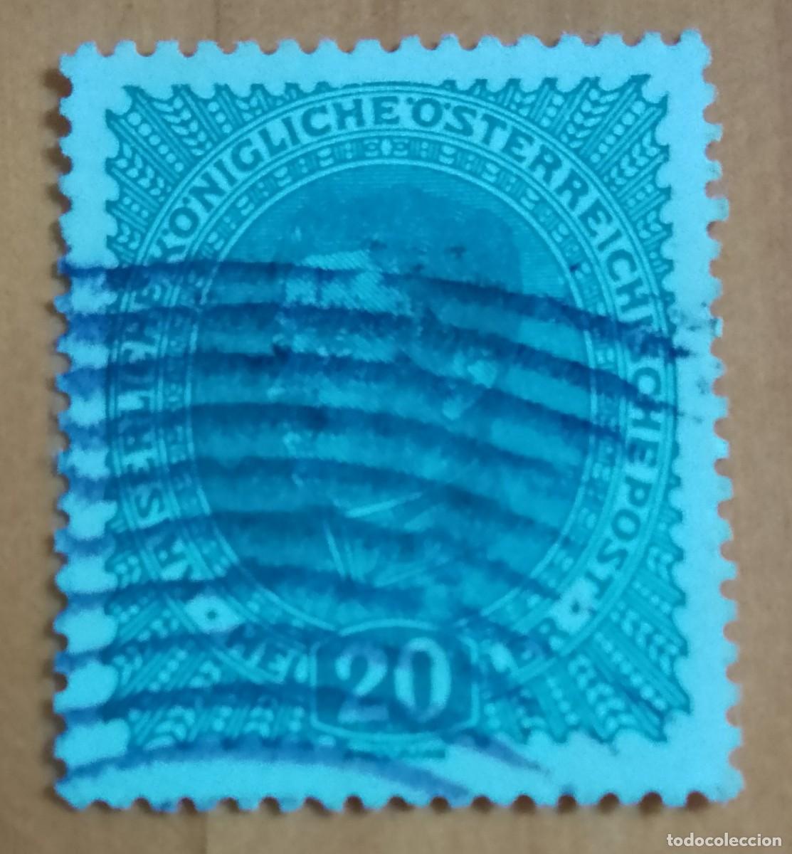 Sellos: AUSTRIA - V/F 20 HELLER - MONARQUIA, REY, EMPERADOR FRANCISCO JOS&Eacute; I, 1848-1916 - VER DESCRIPCI&Oacute;N