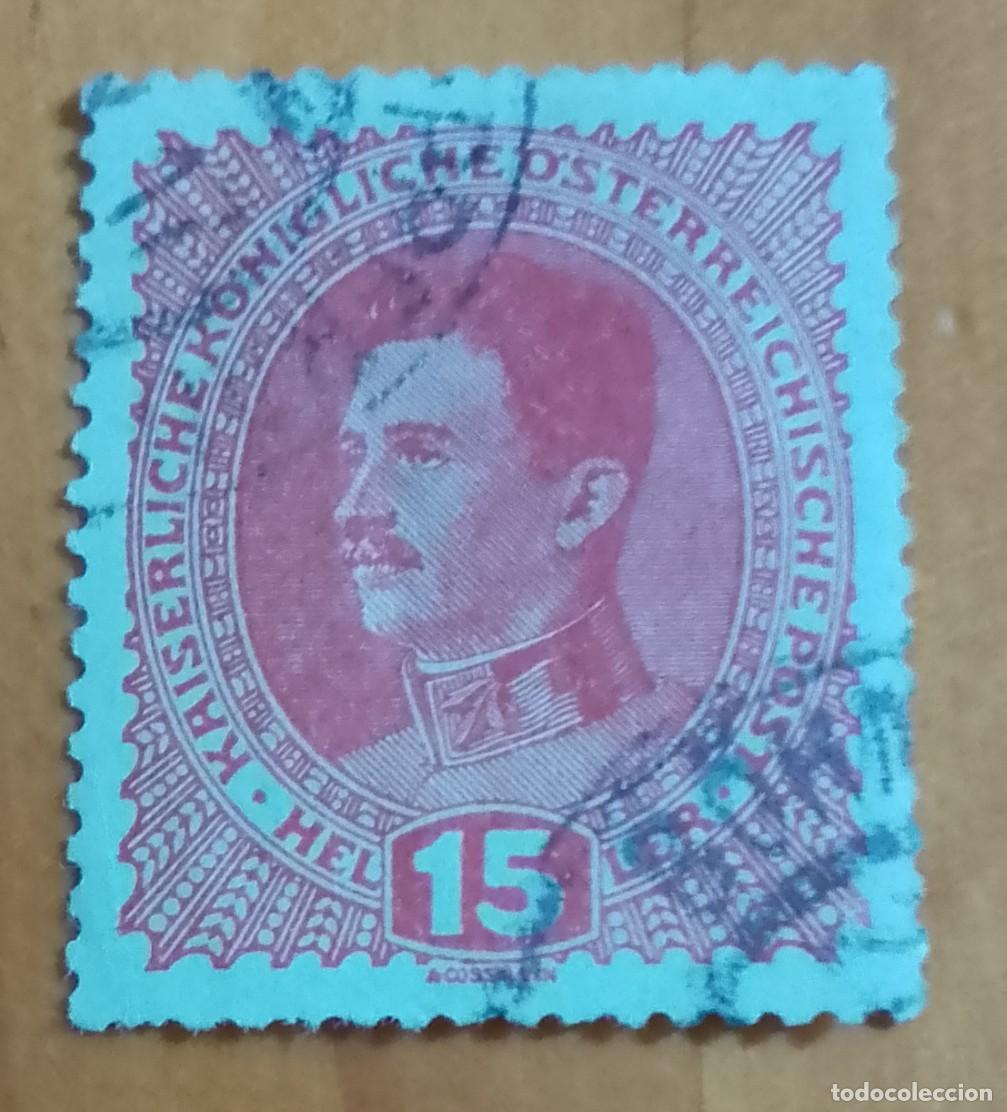 Sellos: AUSTRIA - V/F 15 HELLER - MONARQUIA, REY, EMPERADOR FRANCISCO JOS&Eacute; I, 1848-1916 - VER DESCRIPCI&Oacute;N