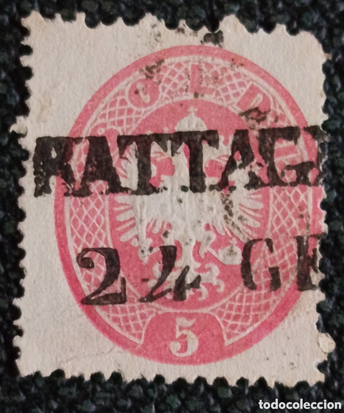 Sellos: Sello Austria 1863 Escudo Imperial 5 Kreuzer Rosa Matasellos Rattage Yvert 24