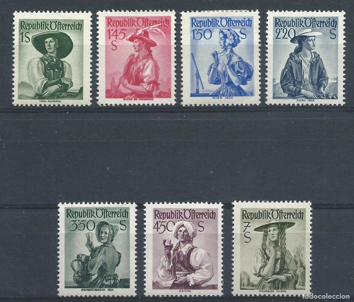 Sellos: Autriche N&deg;801/03A+806/07A**/* (MNH/MH) 1951/52 - Costumes r&eacute;gionaux