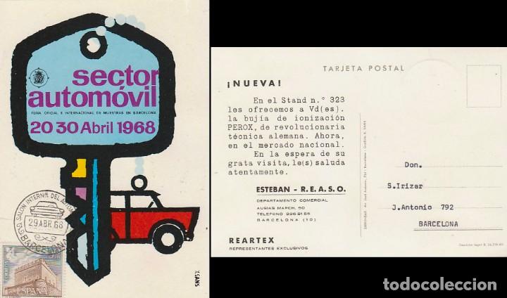 Sellos: Año 1968, salon del automovil de Barcelona, en tarjeta del salon - Foto 1 - 167162600
