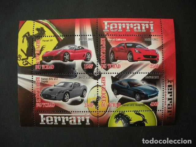 Sellos: Tchad 2012 HB *** Coches - Modelos de Ferrari - Foto 1
