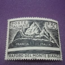 Sellos: SELLO ITALIA NUEVO.1965. INAUGURACION TÚNEL MONT BLAK. MONTAÑA. ARQUITECTURA. CARRETERAS.. Lote 364409471