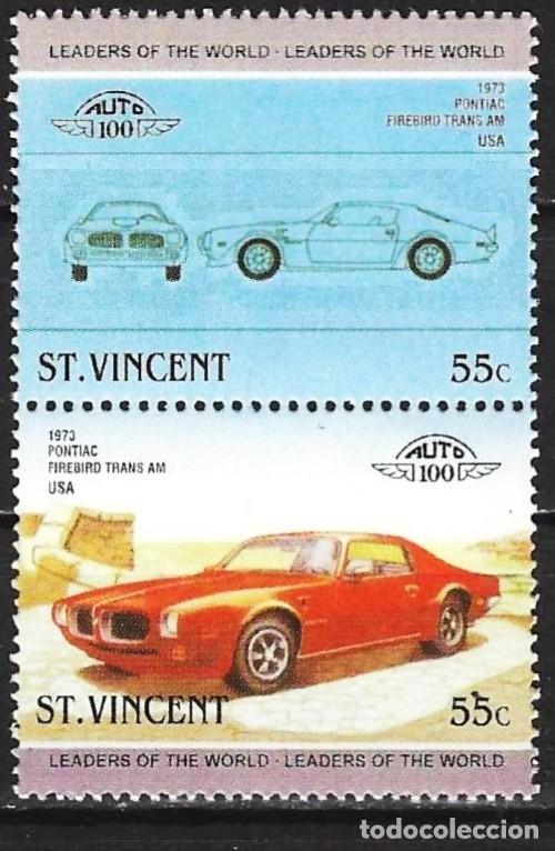 Sellos: San Vicente 1985 - Mi 800 y 8015 - YT 822 y 823 - Coche Pontiac Firebird - MNH**