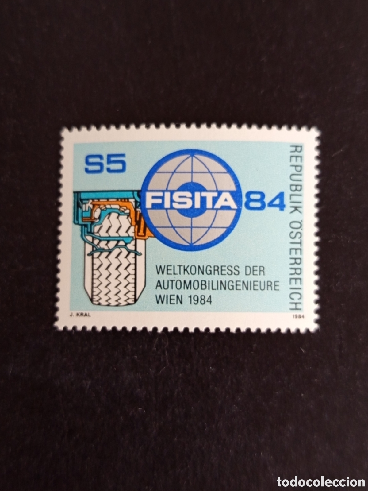 Sellos: AUSTRIA, 1984. Congreso ingenier&iacute;a del autom&oacute;vil. Yvert 1599. Pedido m&iacute;nimo 3 &euro;. Ver fotos.