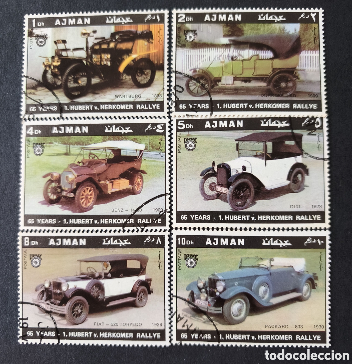 Sellos: 6 sellos coches antiguos AJMAN