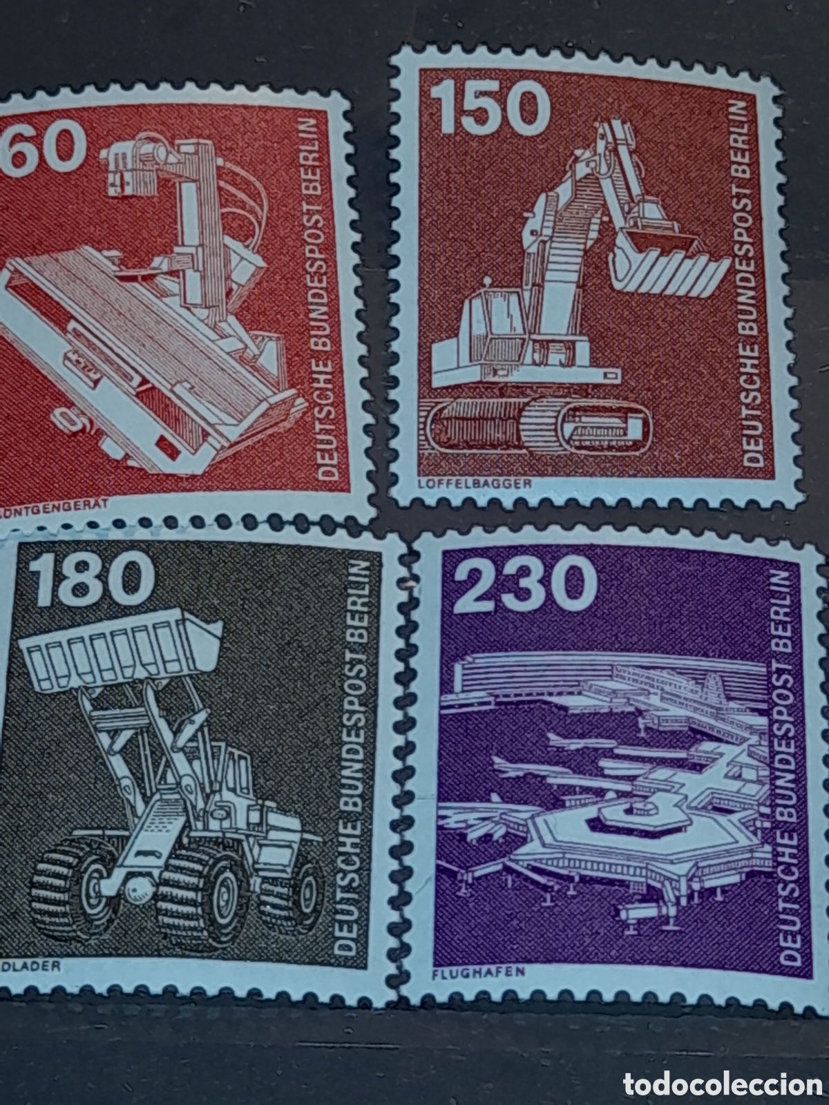 Sellos: Sello Alemania, Berlin nuevo 1978. Industria. Tecnolog&iacute;a. Escabadora. Aeropuerto. Tractor. Pala. Tez