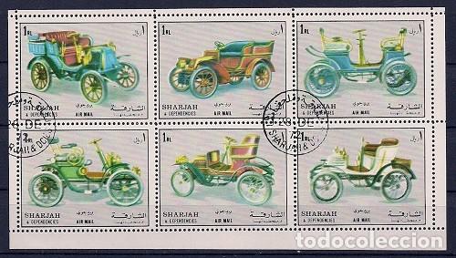Sellos: SHARAJAH - COCHES HISTORICOS - MINIPLIEGO BUENO