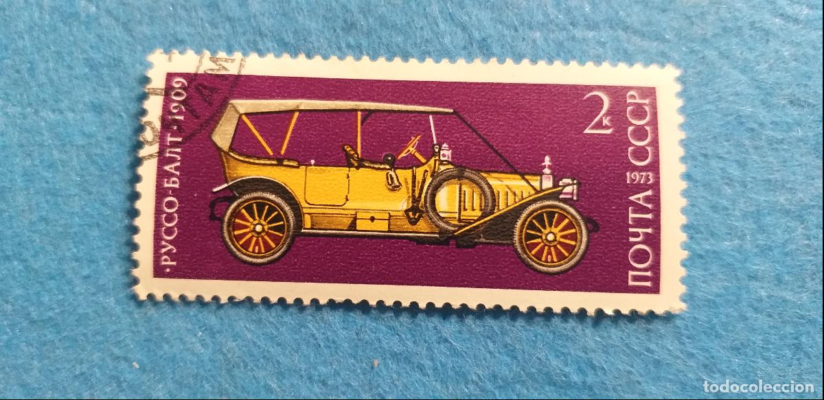 Sellos: Sello USADO. Rusia. CCCP. UNION SOVI&Eacute;TICA. A&ntilde;o 1973. TEMATICA: COCHES