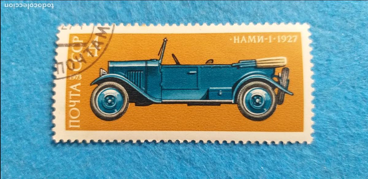 Sellos: Sello USADO. Rusia. CCCP. UNION SOVI&Eacute;TICA. A&ntilde;o 1973. TEMATICA: COCHES