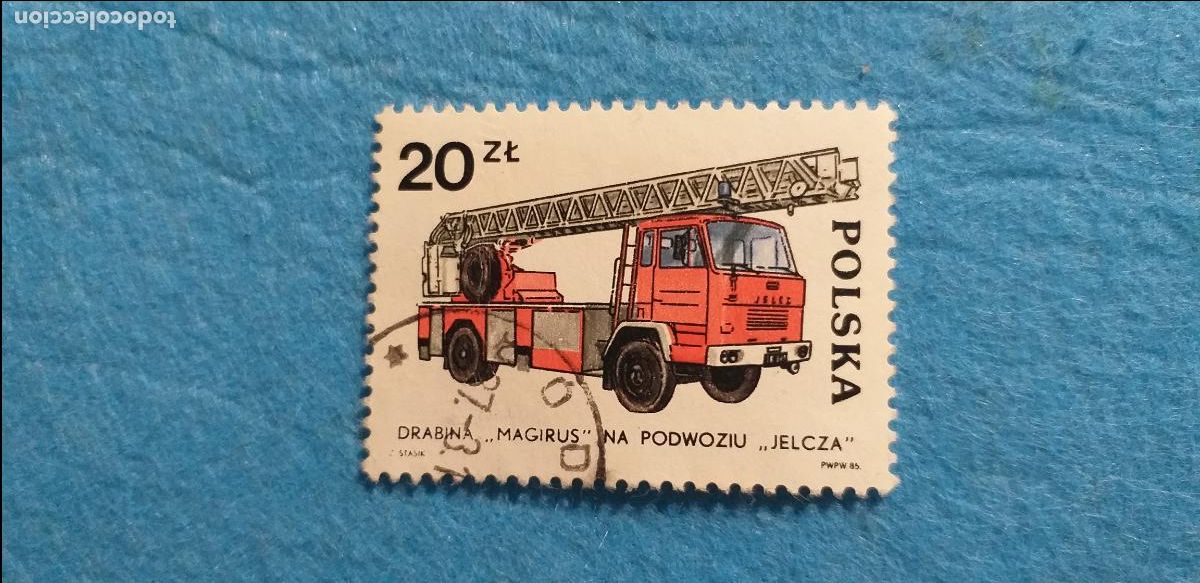 Sellos: Sello USADO. POLSKA. POLONIA. AUTOM&Oacute;VILES COCHES. Yvert 2777. Cami&oacute;n de bomberos