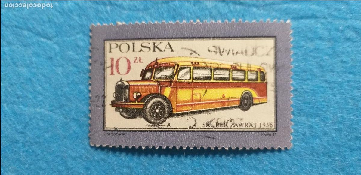 Sellos: Sello USADO. POLSKA. POLONIA. AUTOM&Oacute;VILES COCHES. Yvert 2903. Autob&uacute;s