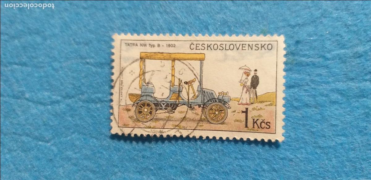 Sellos: Sello USADO. Checoslovaquia. AUTOM&Oacute;VILES COCHES. Yvert 2758
