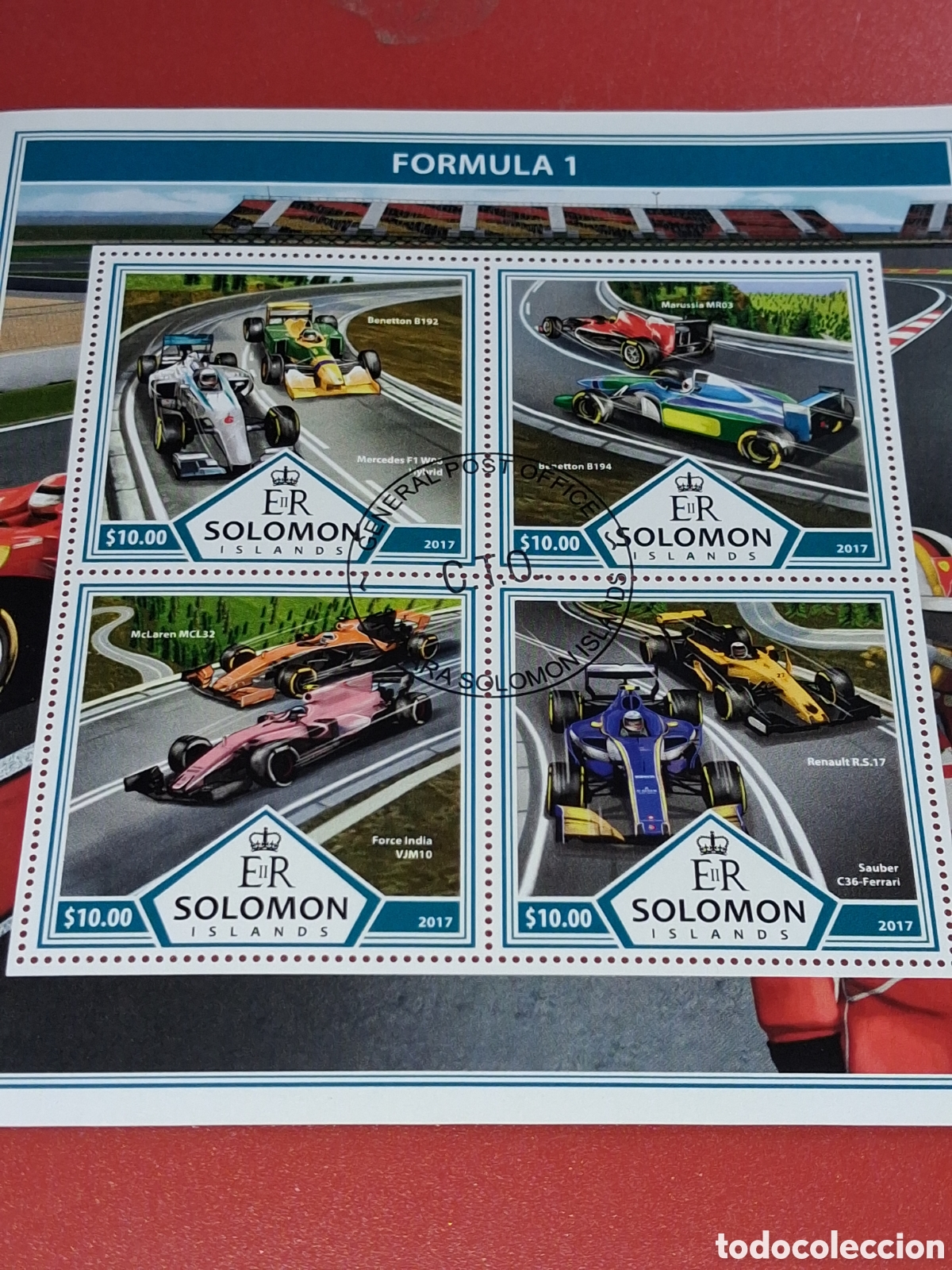 Sellos: HB Salomon mtdo 2017. Coches carreras. Ferrari. F&oacute;rmula I. Deporte. Veh&iacute;culos. Automoviles