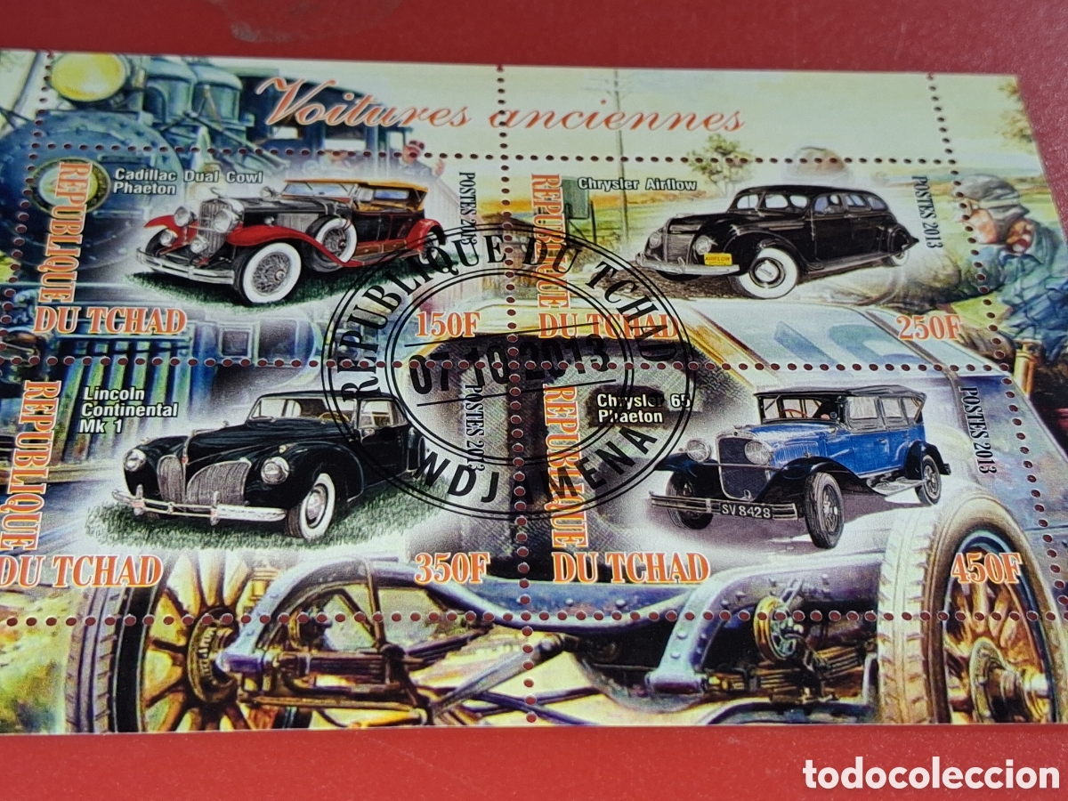 Sellos: HB Chad mtda 2013. Autpmovil clasico, epoca. Coches. Vehiculo. Chrysler. Lincoln. Cadillac
