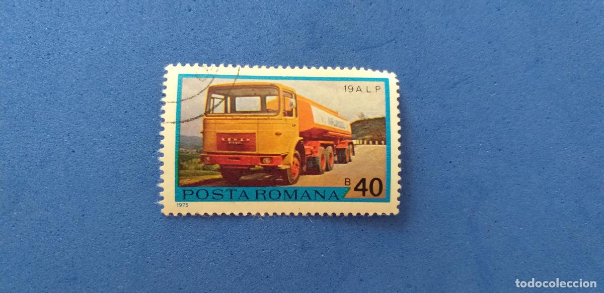 Sellos: Sello de RUMAN&Iacute;A, POSTA ROMANA. Tem&aacute;tica: autom&oacute;viles. Cami&oacute;n. A&ntilde;o 1975. Yvert 2929