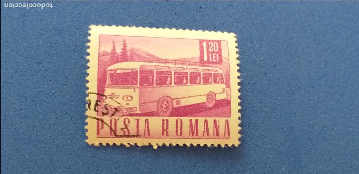 Sellos: Sello de RUMAN&Iacute;A, POSTA ROMANA. Tem&aacute;tica: autom&oacute;viles. Autob&uacute;s.
