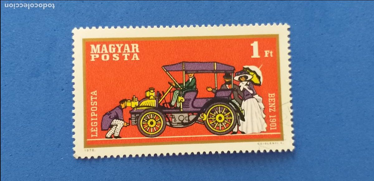 Sellos: USADO. MAGYAR, HUNGR&Iacute;A. TEM&Aacute;TICA COCHES, AUTOM&Oacute;VILES. YVERT A 319.