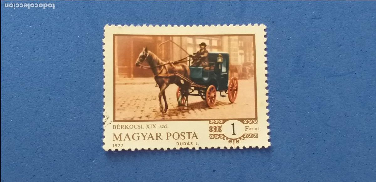 Sellos: USADO. MAGYAR, HUNGR&Iacute;A. TEM&Aacute;TICA, AUTOM&Oacute;VILES. Coche a caballos. YVERT 2545