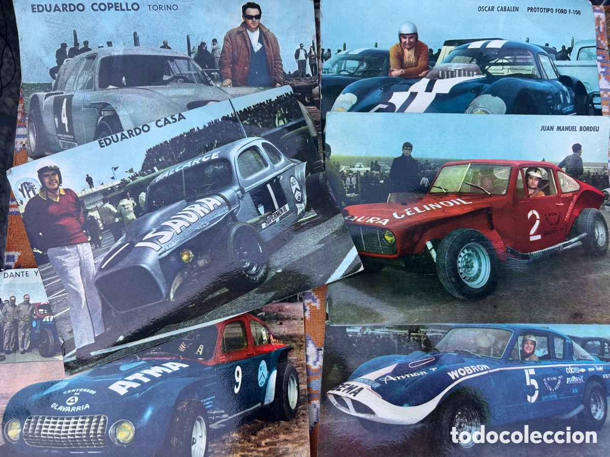 Sellos: postales o l&aacute;minas vintage de famosos pilotos y autom&oacute;viles hist&oacute;ricos del automovilismo argentino