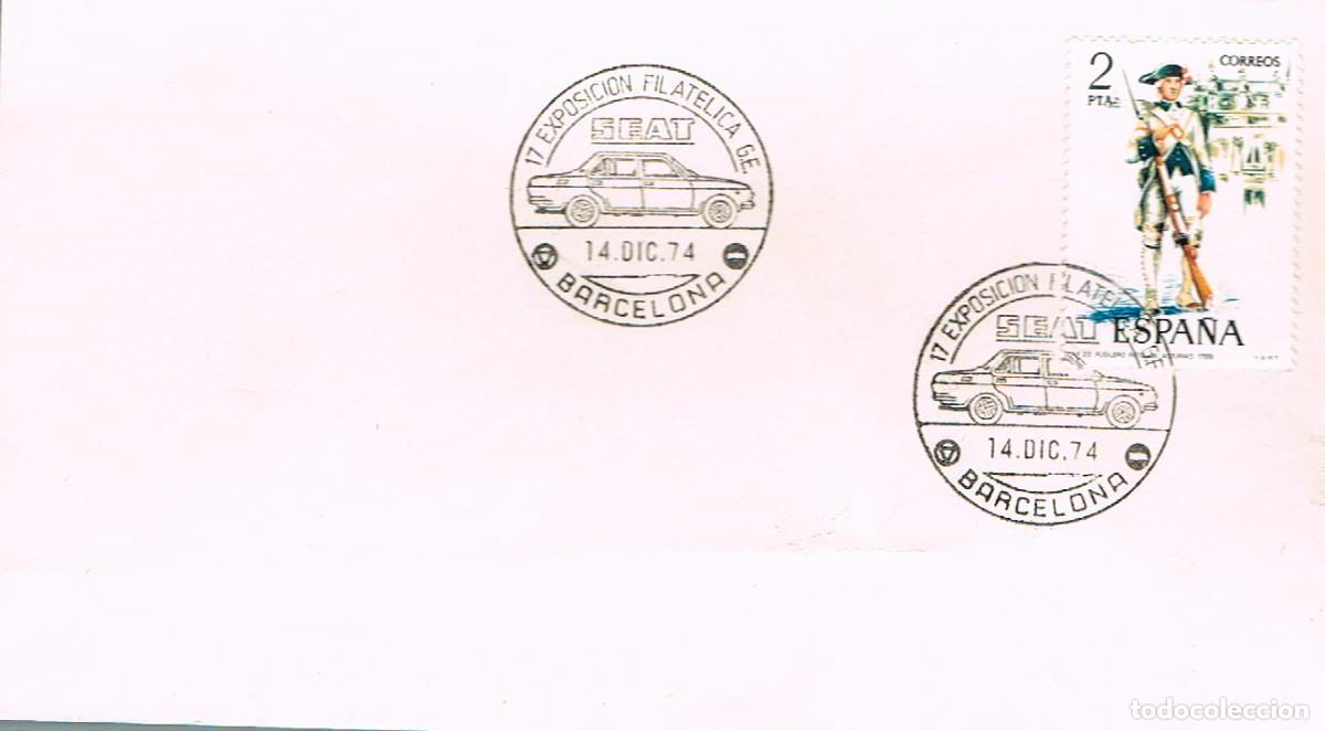 Sellos: A&Ntilde;O 1974, SEAT DE BARCELONA, MATASELLO COCHE, RARO