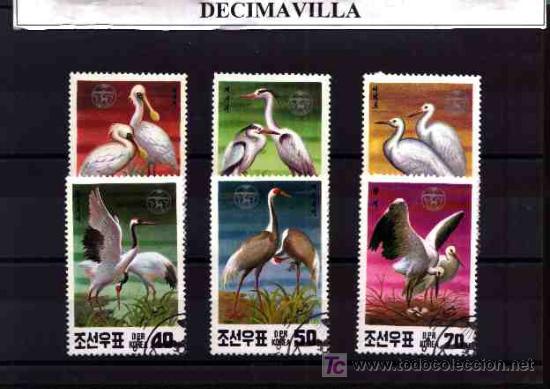 Sellos: FAUNA, COREA, AVES, L028, SERIE USADA Y COMPLETA - Foto 1