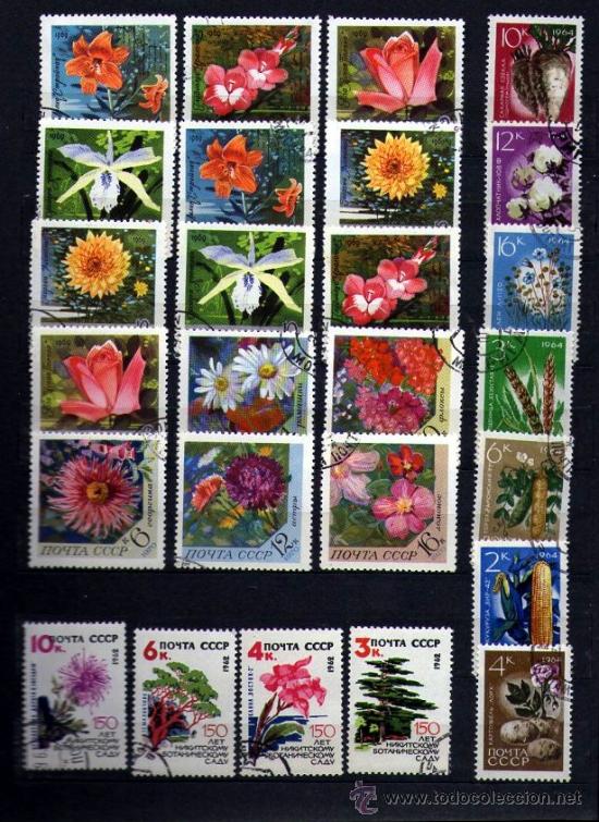 Sellos: Lote de 26 SELLOS de FLORA - Foto 1