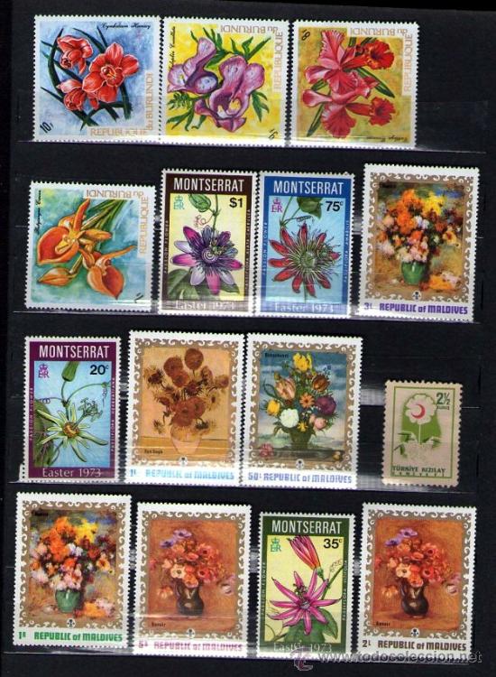 Sellos: Lote de 15 SELLOS de FLORA - Foto 1