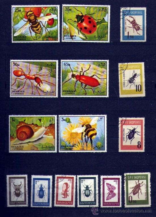 Sellos: Lote de 15 SELLOS de INSECTOS - Foto 1