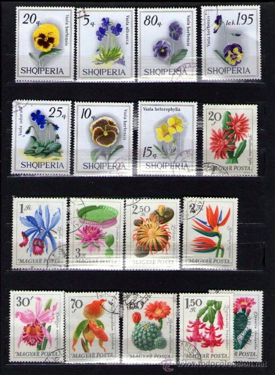 Sellos: Lote de 17 SELLOS de FLORA - Foto 1