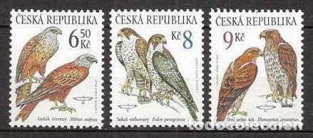 Sellos: CHECA Rep. 2003. Aves rapaces. 3 val. ***. - Foto 1
