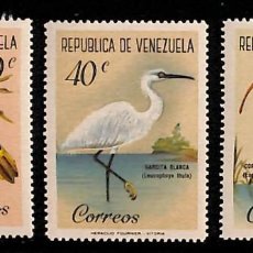 Sellos: VENEZUELA, 1961 YVERT Nº 640 / 642 /**/, AVES / PÁJAROS. SIN FIJASELLOS. Lote 354212543