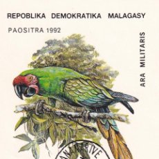Sellos: HB MADAGASCAR 1993 - ANIMALES, AVES, PÁJAROS / LORO - ARA MILITARIS - GUACAMAYO MILITAR / PAOSITRA
