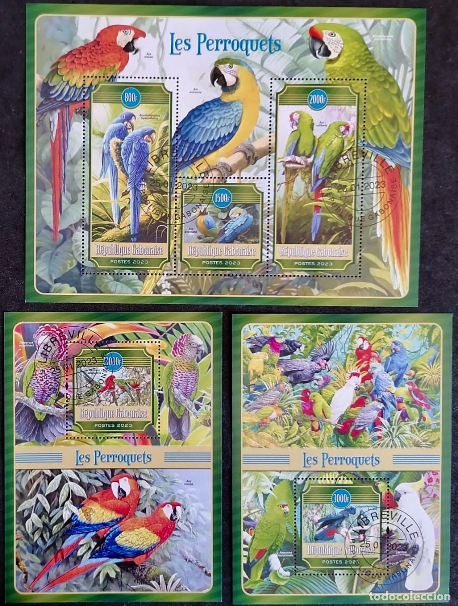 Sellos: GAB&Oacute;N 2023 - 3 HB LOROS . - Foto 1