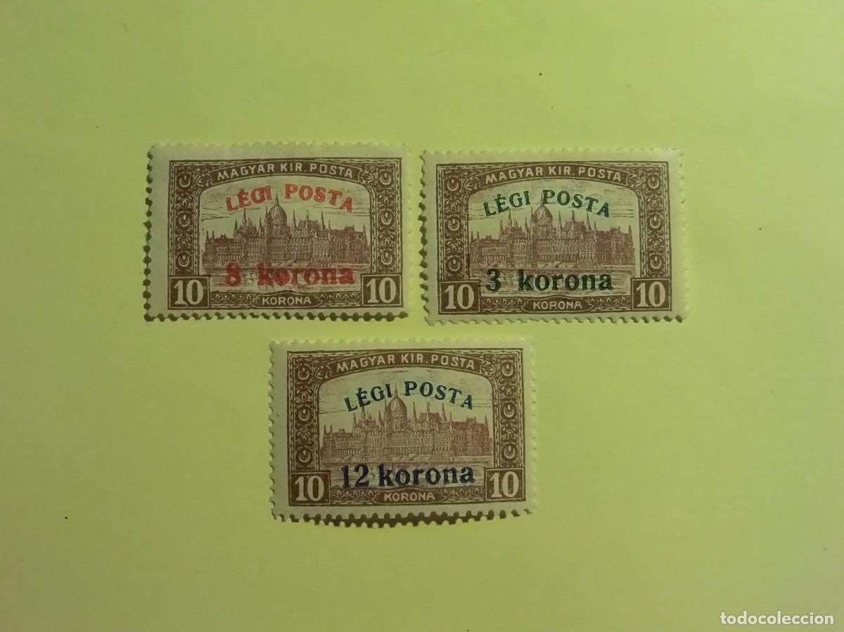 Sellos: HUNGRIA 1920 - EDIFICIOS - EL PARLAMENTO - SOBREIMPRESI&Oacute;N &rdquo;LEGI POSTA&rdquo; Y SOBRECARGA - SERIE COMPLETA - Foto 3