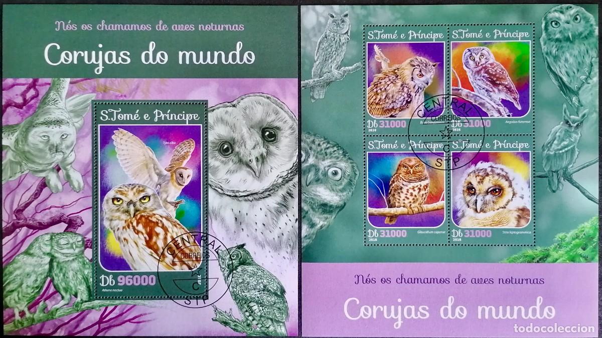 Sellos: SANTO TOM&Eacute; 2017 - 2 HB CORUJAS . - Foto 1