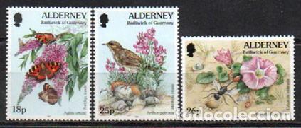 Sellos: Alderney (Gran Breta&ntilde;a) Ivert n&ordm; 100/2, fauna y su flora relacionada, nuevo *** serie completa