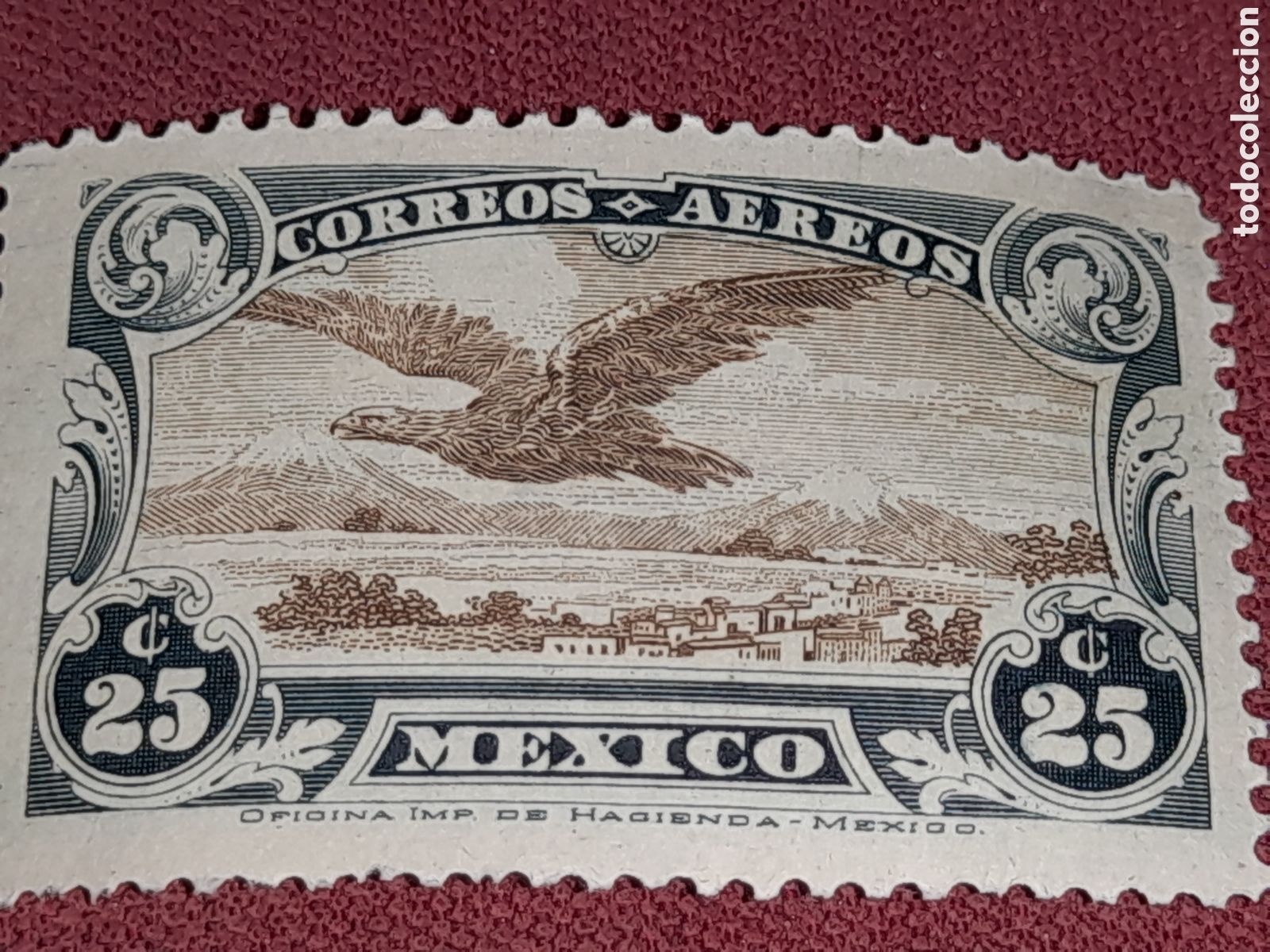 Sellos: Sello (1/3v) M&eacute;xico nuevo 1927-28. C. aereo. &Aacute;guila. Aves. P&aacute;jaros. Animales salvajes. Rapaces. Mon