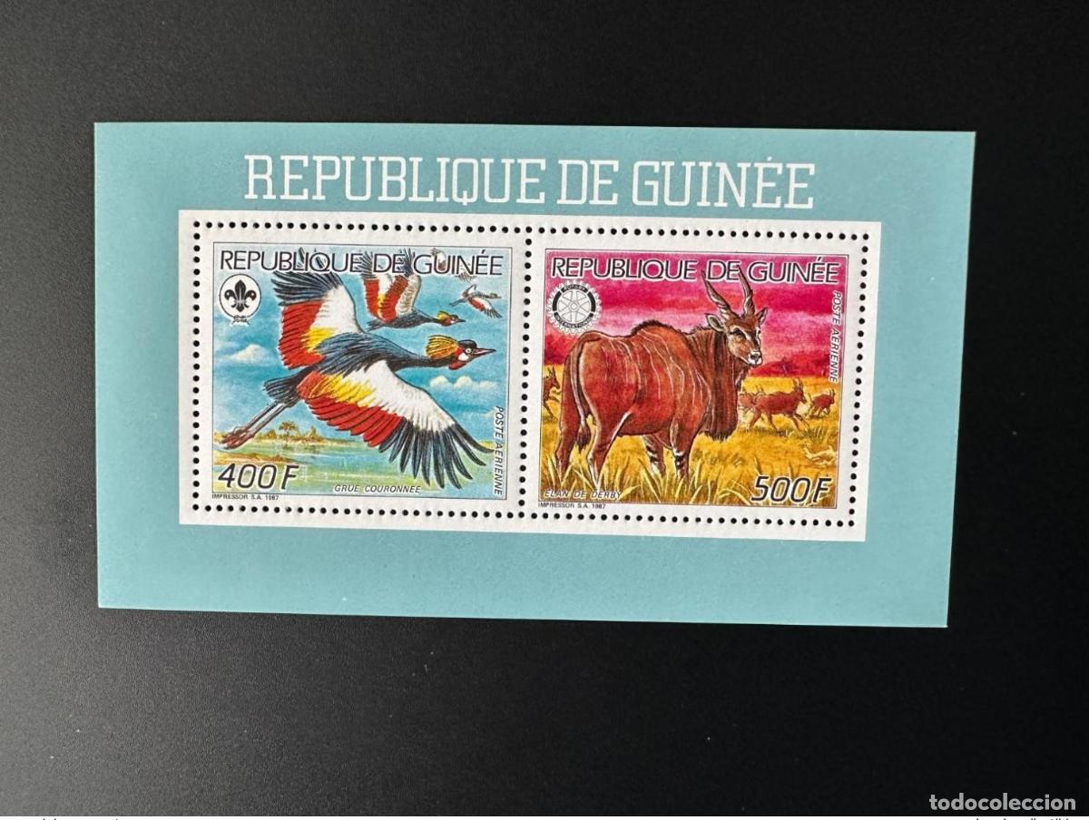 Sellos: Guinea 1987 Mi. 1198 - 1199 hoja Scouting Rotary International Bird Wildlife