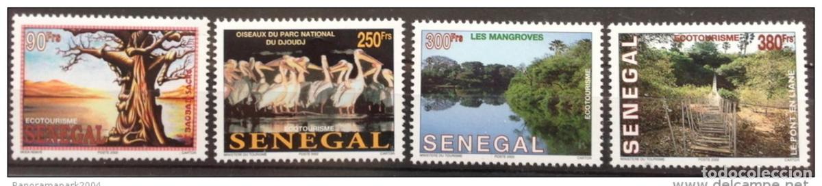 Sellos: Senegal 2002 Ecoturismo Pel&iacute;cano P&aacute;jaro Lago Baobab &Aacute;rbol