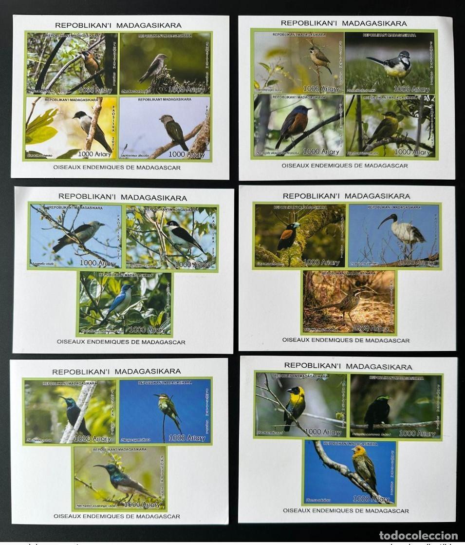 Sellos: Madagascar 2021/2022 Mi. 2726 - 2745 Proof Lujo Aves end&eacute;micas Fauna