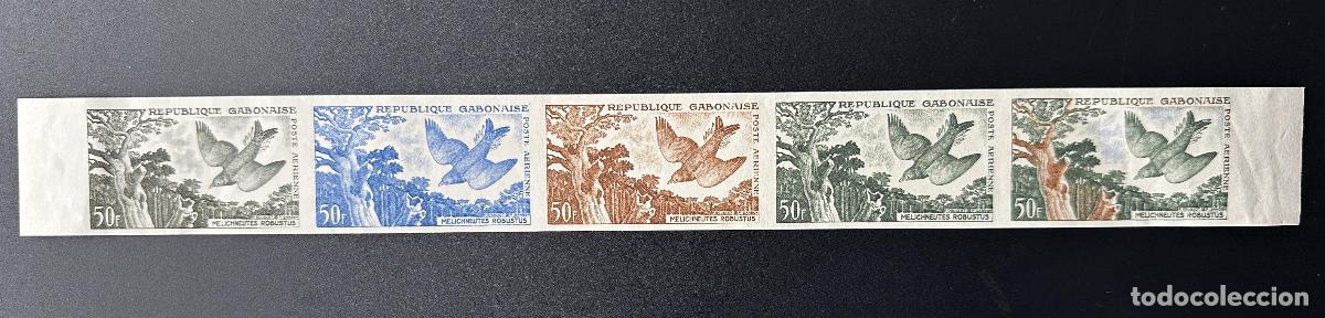 Sellos: Gab&oacute;n 1961 Mi. 166 pruebas de color ND Melichneutes robustus Aves silvestres