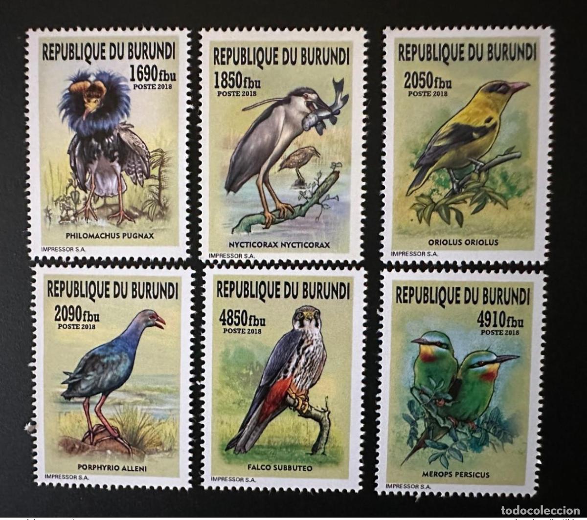 Sellos: Burundi 2018 (&iexcl;fechado en &iquest;Yo? Aves migratorias presa de Vogel local.