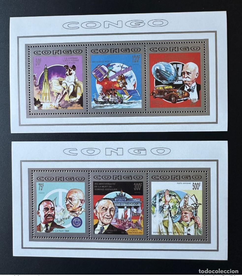 Sellos: Congo 1992 Mi. 1307 - 1312 Klb. Perro Gandhi Juan Pablo II Space Dove Zeppelin