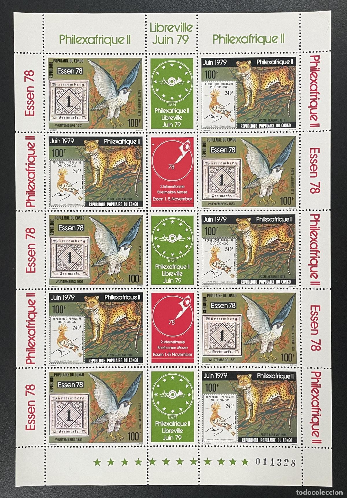 Sellos: Congo 1978 YT PA 244A tabl&oacute;n Philexafrica II Essen 78 aves rapaces